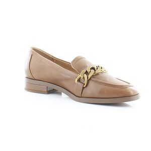 7 Wide New Vionic Brown Loafers with Gold Chain Detail